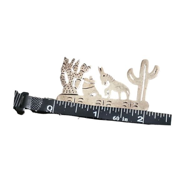 Vintage Mexican Sterling Silver 925 Southwest Cactus & Donkey Brooch By SW TB-44 - Picture 5 of 11